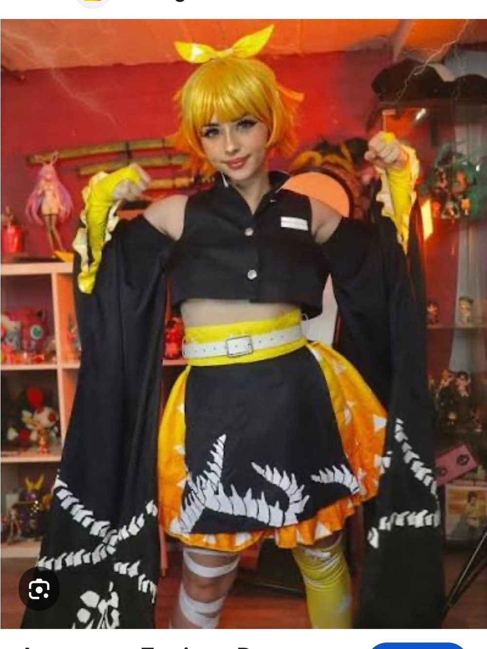 Demon Slayer Zenitsu Agatsuma woman Halloween costume size L